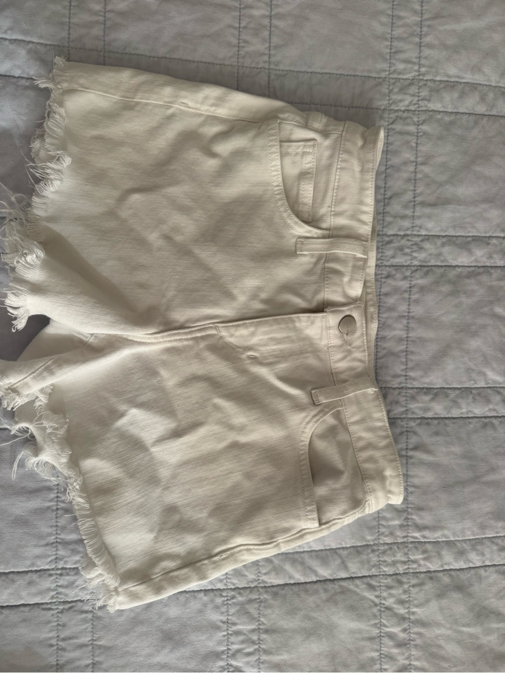 Joe's Jeans High-Rise White Denim Frayed Hem Shorts